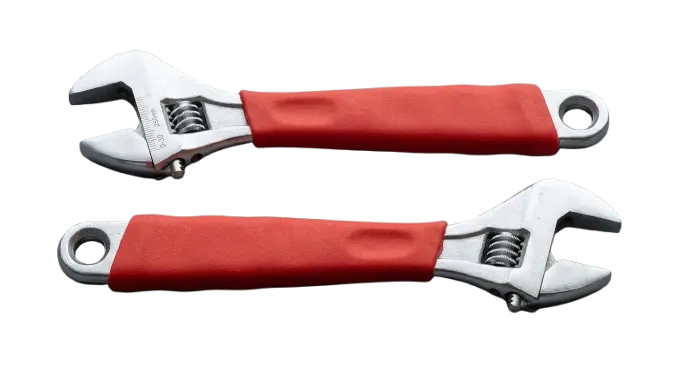 Adjustable spanners pair - small and large chrome vanadium crescent wrenches