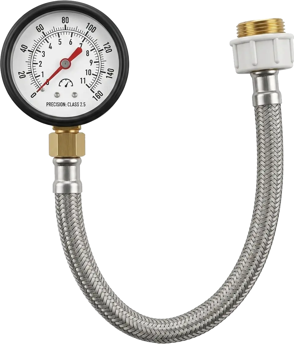 Mains water pressure gauge with 3/4 inch tap adapter