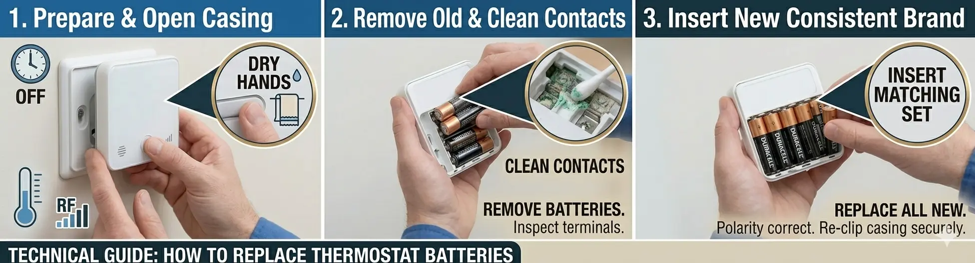 Step-by-step guide to replacing batteries in a UK wireless thermostat